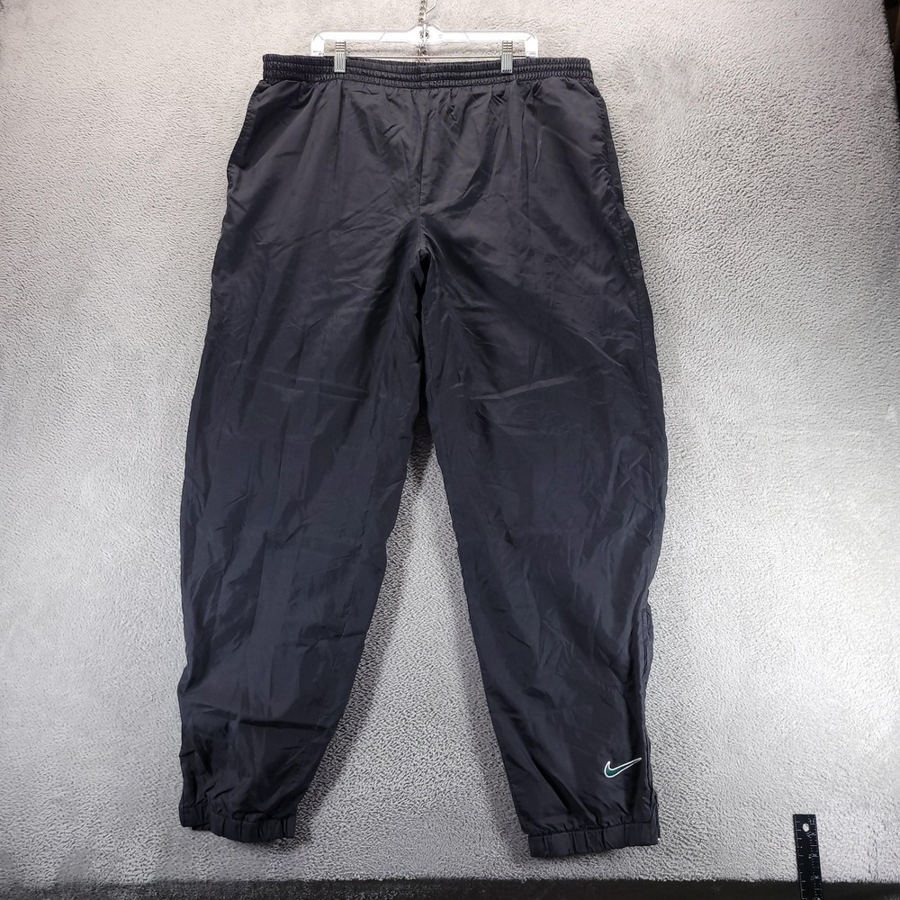 Nike Track Pants Men 2XL Black Windbreaker Lined Ankle Zip Gym Workout Relaxed